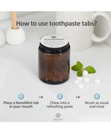 Gaia Guy | NanoMint Fluoride Free Toothpaste | Nano-Hydroxyapatite Remineralizing Toothpaste Tablets - Nano Hydroxyapatite (nHA) Plastic Free Eco-Friendly Glass Jar | 186 Tabs - Buy Online on GoSupps.com