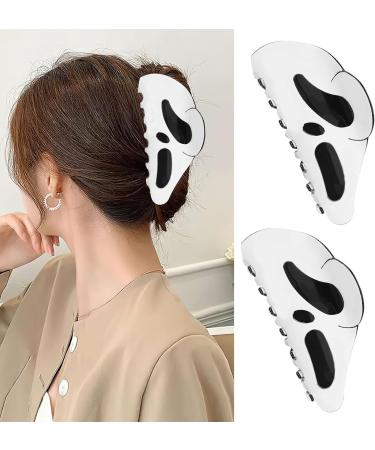 Halloween Hair Claw Clip 2pcs Big Mask Ghost Face Hairpin Scream Grimaces Scary Styling Shark Clip Funny Ponytail Clip Hair Accessories Halloween Styling - Buy Online on GoSupps.com