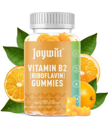 Vitamin B2 Gummies Riboflavin 500mg for Adults Migraine Relief & Nervous System Support Orange Flavor Non GMO Vegan Pectin - 60 Counts 1
