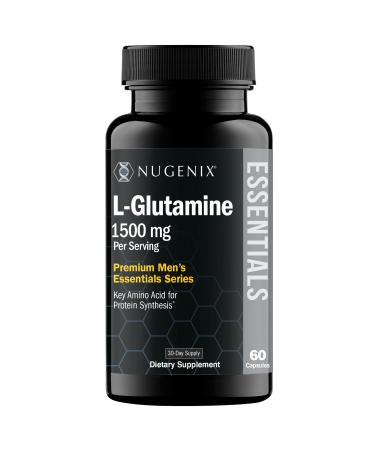 Nugenix Essentials L-Glutamine 1500mg 100% Botanical L-Glutamine Amino Acid Protein Synthesis Supports Cellular Function 60 Capsules 60 Count (Pack of 1)