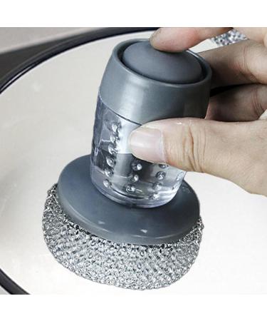 Soap Dispensing Dish Brush - Push Dispensing Dish Soap Scrubber Brush | Multifunctional Ergonomic Steel Scrubber Kitchen Cleaning Brush or Dishes Pot Pan Kitchen - Buy Online on GoSupps.com