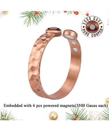Magnetic Lymph Detox Copper Bracelets for Women - 2Pcs Lymphatic Drainage Wristbands with 3500 Gauss Magnet - Carpal Tunnel Relief - 100% Copper Cuff Bangle Jewelry Gifts - Buy Online on GoSupps.com