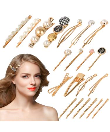 Airsmall 21 pearls hair clip girl metal hair clip set handmade hair clips women artificial pearl vintage gold hairpins hair clips hair jewelry