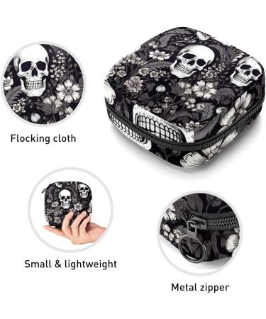 Black Death Skull Flower Sanitary Napkin Storage Bag Feminine Menstrual Cup Pouches Nursing Pad Holder Tampon Bags Portable Period Bag for Women Teen Girls 1Pcs Multi-colored 12 - Buy Online on GoSupps.com