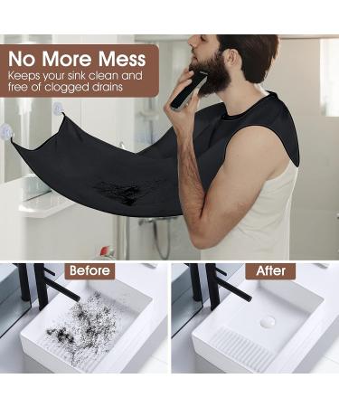 Men's Waterproof Beard Bib Apron - Trimming Catcher with Suction Cups - Grooming Accessories - Birthday Gifts for Him (Black) - Buy Online on GoSupps.com