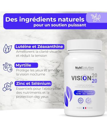 Vision 20/20: Natural Eye Health Supplement with Blueberry Lutein and Zeaxanthin - Promotes Clear Vision - 30 Vegan Capsules - Buy Online on GoSupps.com