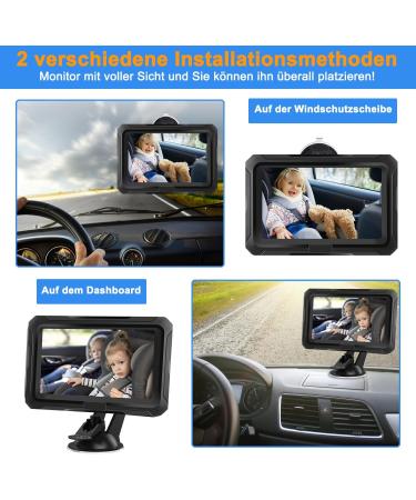 Toutbia 4.3 HD Baby Car Rear Seat Mirror Monitor - 1080p Night Vision 150 Wide-Angle Safe Rearview Camera for Infants - Buy Online on GoSupps.com
