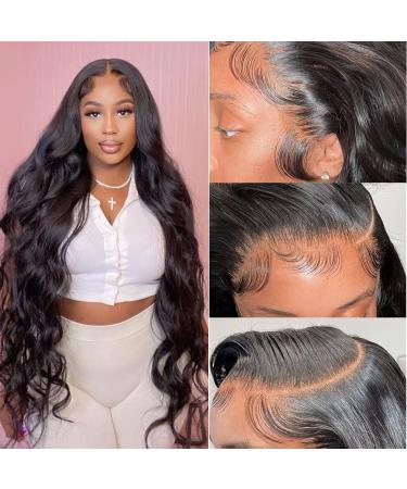 PAPYON Body Wave Lace Front Wigs Human Hair Pre Plucked 24 Inch 13 4 Body Wave Glueless Lace Frontal Wig 150% Density with Baby hair Brazilian Virgin Human Hair Wigs for Women Natural Color 24 Inch 13X4 body wave wigs