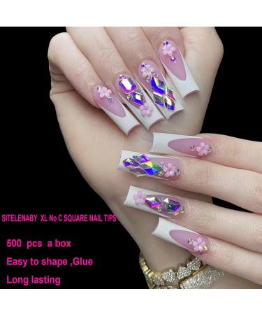 Buy SITELENABY No C Curve XL Nail Tips - 500PCS Tapered Square Flattened Half Cover False Nails for Salons & DIY - Premium ABS Nail Tips - Buy Online on GoSupps.com