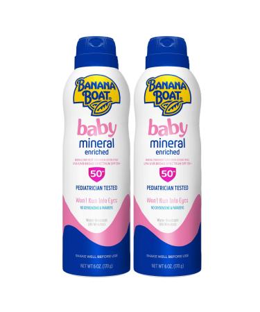 Banana Boat Baby Mineral Enriched Won't Run Into Eyes Reef Friendly Broad Spectrum Sunscreen Spray SPF 50 6oz. - Twin Pack 6 Ounce (Pack of 2) - Buy Online on GoSupps.com