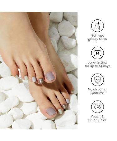 NAILOG Semi Cured Gel Nail Strips - Long Lasting Glossy Toenail Polish Wraps | 32 Pieces for Perfect Pedi | Last Night - Buy Online on GoSupps.com