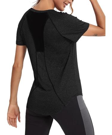 Wayleb Women's Sportshirt - Lightweight Breathable Running & Training T-Shirt | Short Sleeve Round Neck Fitness & Yoga Tops (S-XXL Black) - Buy Online on GoSupps.com