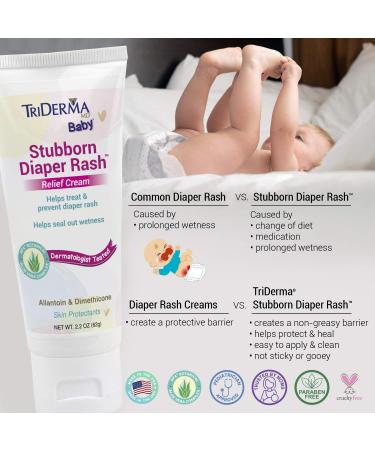 TriDerma Stubborn Diaper Rash Relief Cream 2.2oz - Fast-Acting Formula - Buy Online on GoSupps.com