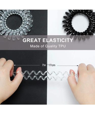 20 Pcs Spiral Hair Ties - TailaiMei No Crease Coil Hair Ties for Thick Hair - Black & Transparent - Buy Online on GoSupps.com
