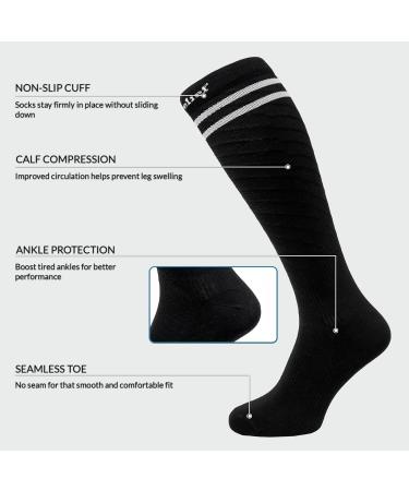 360 RELIEF - Flight Compression Socks Supports | Blood Circulation Travel Work L-XL 2Pairs-Black with 2 White lines - Buy Online on GoSupps.com