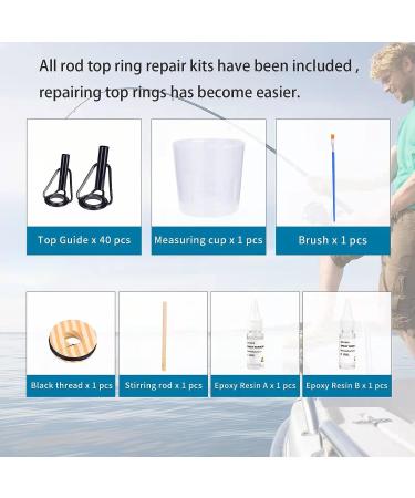 Hifisher Fishing Rod Tip Repair Kit - 40pcs Top Guides, Epoxy Resin, Stainless Steel Ceramic Ring Tips - Buy Online on GoSupps.com