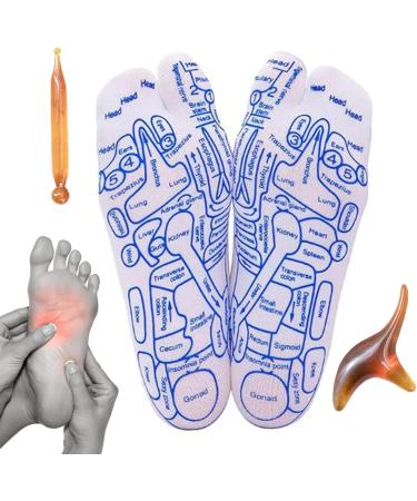 Reflexzone Massage Socks Set - Cotton Reflexology Socks for Women (35-39) - 3 Pairs for Foot Pressure Point Relief - Buy Online on GoSupps.com