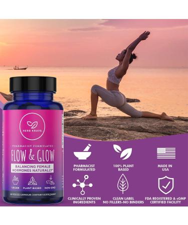 Herb Krave Flow and Glow Natural Hormone Balance for Women - PMS & Menopause Relief with Dong Quai & Black Cohosh - 60 Count - Buy Online on GoSupps.com