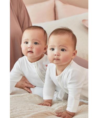 MORI Baby Clever Sleepsuit - Unisex 2 Way Zipped Organic Pyjama 6-9 Months White - Buy Online on GoSupps.com