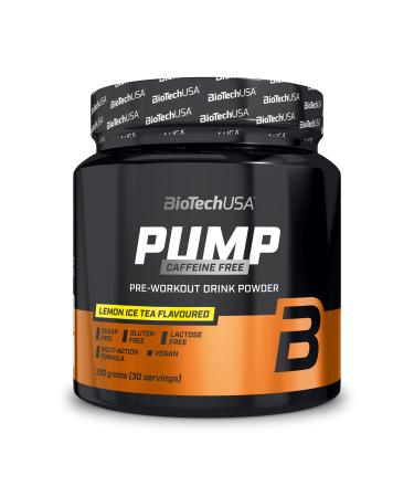 BioTechUSA Pump Caffeine Free | Energy Concentration & Immune Support | 19 Active Ingredients | Pre-Workout Drink Powder 330 g Lemon Iced Tea