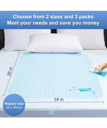 Reusable Bed Pads for Seniors & Children - 34 x 36 Inch (Pack of 2) - Upgraded 5-Layer Absorbency - Leakproof - Ideal for Incontinence, Potty Training, Sofa & Wheelchair - Buy Online on GoSupps.com