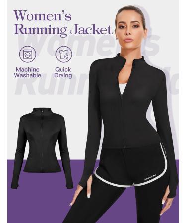 Kiiwah Women's Running Jacket - Lightweight Breathable Sports Jacket with Thumb Holes | XL Black Running & Training Top - Buy Online on GoSupps.com