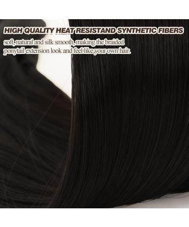 BARSDAR 76cm 2PCs Long Braided Ponytail Extensions Soft Synthetic Hair Wraps for Women Dark Brown Hair DIY - Buy Online on GoSupps.com