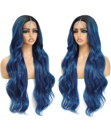 X-TRESS 28 Blue HD Lace Front Wig for Black Women - Long Curly Synthetic Hair Wig with Pre-Plucked Baby Hair (Blue) - Buy Online on GoSupps.com