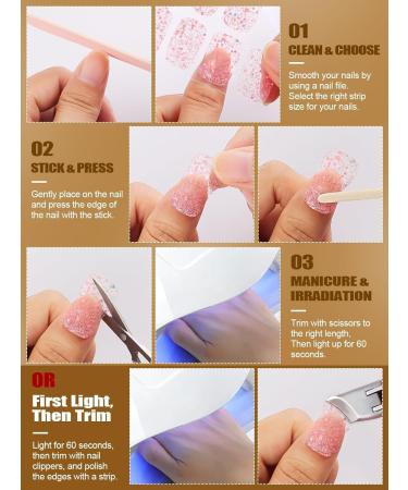 Kalolary 20PCS Luminous Glitter Gel Nail Polish Strips - Glow in the Dark Adhesive Full Wrap Sticker Set with Nail File - Waterproof Pink Gel Nail Wrap Stickers - Buy Online on GoSupps.com