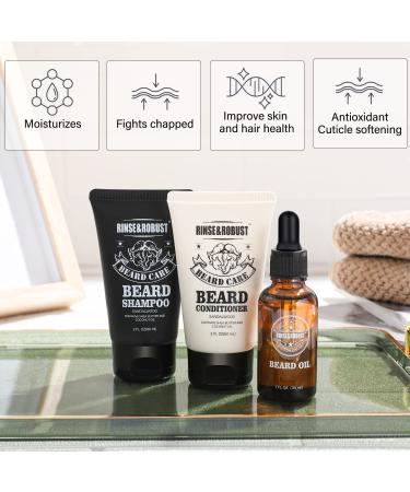 Beard Grooming Kit - 8Pcs Travel Set for Men with Beard Wash, Conditioner, Oil, Balm, Brush, Scissors | Holiday Gift Set - Buy Online on GoSupps.com