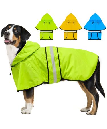 Weesiber reflective waterproof dog rain coat-adjustable pet jacket light dog-lovo-poncho with hood for small to very large dogs and puppies (L green) l Green - Buy Online on GoSupps.com