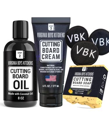 Butcher - Block Oil - no Mineral Oil - Food Grade Conditioner and Oil - Use for Wooden Cutting Boards (4 Piece Care Kit (Cream Version))