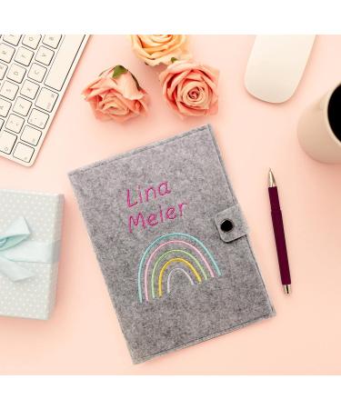 Personalized Rainbow Pastel Motherpass Cover | Felt Made in Germany | Insured Card & Ultrasound Pockets | Unique Gift for Expecting Moms - Buy Online on GoSupps.com