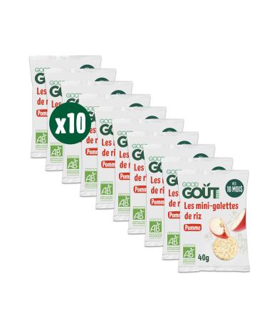 GOOD TASTE - Mini Apple Rice Patties - Baby Biscuits - From 10 Months - Light and Melting - Portable Format - 10 x 40g
