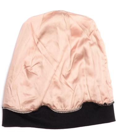 Sustainably Silk Sleep Cap - 100% Vegan Bamboo Lining - Ideal for Curly/Frizzy Hair - Black/Rose, One Size - Buy Online on GoSupps.com