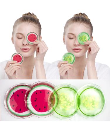 CONBELLA Gel Eye Cooling Pack - Reusable Hot Cold Pads for Eye Relaxation (2 Watermelons + 2 Cucumbers) - Buy Online on GoSupps.com