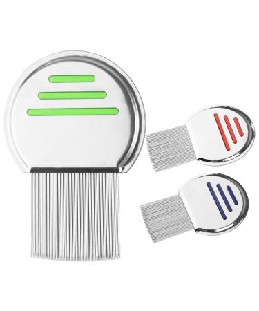 3 pieces of lice comb professional stainless steel lice comb nissen ridge effective treatment flea comb lice comb children for effective removal of hair lice and nits.