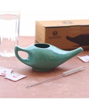 2activelife 225ml Turquoise Ceramic Neti Pot for Sinus Rinse | Premium Grade, Dishwasher Safe | Includes 5 Sachets of Neti Salt - Buy Online on GoSupps.com