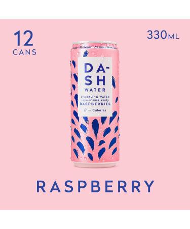 Dash Water Raspberry & Mango - 24 x Flavoured Sparkling Spring Water NO Sugar NO Sweetener NO Calories - Infused with Wonky Fruit (12 Raspberry & 12 Mango x 330ml cans) - Buy Online on GoSupps.com