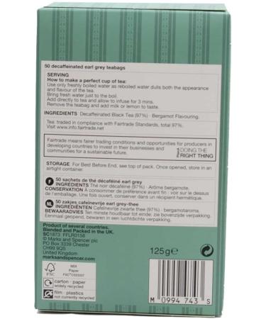  Marks & Spencer Marks & Spencer Earl Grey decaffeinated tea bags (50) from the UK - Buy Online on GoSupps.com