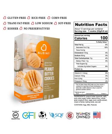 Alieas Gluten Free Peanut Butter Cookies 9oz - Pack of 6 | Delicious GF Snack - Buy Online on GoSupps.com