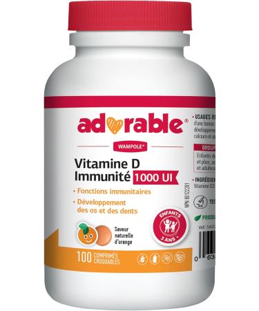 Wampole Adorable Vitamin D Immunity 1000 IU Helps Support Immune Function 100 chewable tablets For Children Age 3 and Up - Buy Online on GoSupps.com
