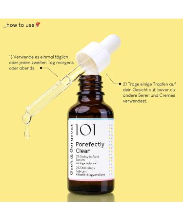 Geek & Gorgeous 101 - Porefectly Clear light gel exfoliant with 2% salicylic acid & Sarcosine unclogs pores & improves blackheads & oiliness - combination & oily skin 30ml - Buy Online on GoSupps.com