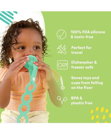 MorePeas On-The-Go Tether | Pacifier Clip & Sippy Cup Strap | Silicone Stroller & Car Seat Clip | Baby Toys & Teethers Holder | Dishwasher Safe | Sherbert - Buy Online on GoSupps.com