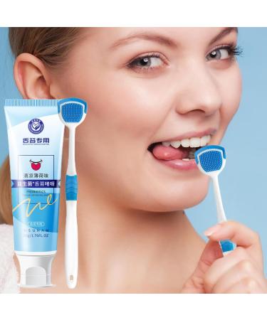 Zonewd Cooling Mint Tongue Gel & Ergonomic Cleaning Brush Set - Eliminate Bad Breath & Stains - Buy Online on GoSupps.com