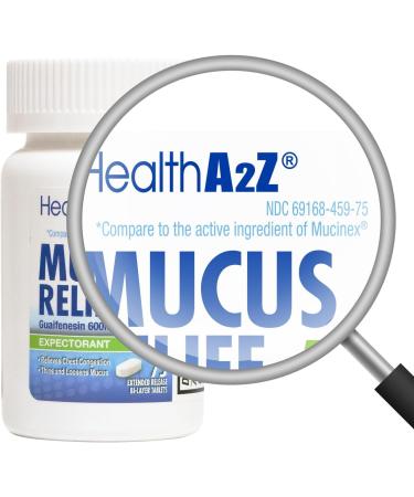 HealthA2Z Mucus Relief Guaifenesin 600 mg 75 Tablets | 12 Hour Expectorant for Chest Congestion Relief | No Benzene | Extended Release - Buy Online on GoSupps.com