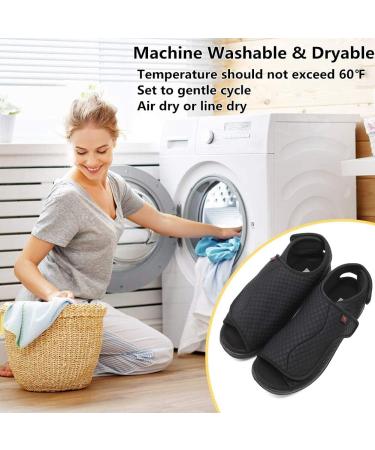 Extra Wide Open Toe Diabetic Sandals for Elderly Women - Black, Size 10 - Buy Online on GoSupps.com