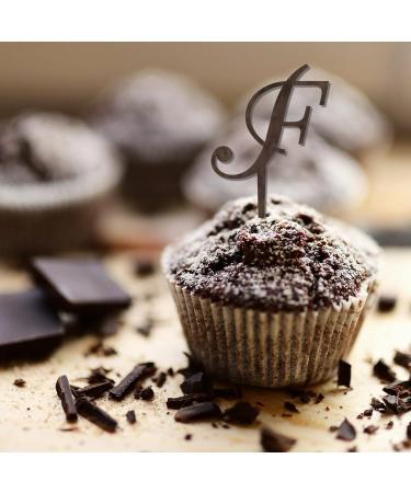 Monogram Letter F Cupcake Toppers Initial Single Letter Name Brown For Wedding Engagement Decorations Country Reusable Branches Leaf Choosing Letter Design Color Birthday Gifts 6PCS Style-3 - Buy Online on GoSupps.com