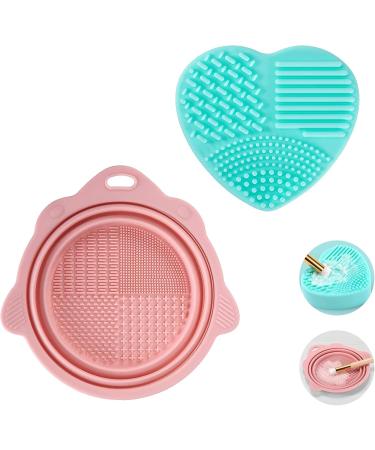 Makeup Brushes Cleaner Foldable Portable Makeup Brush Cleaning Bowl with Silicone Cleaning Mat sy to Clean the Makeup Brush Powder Puff Sponge - Buy Online on GoSupps.com