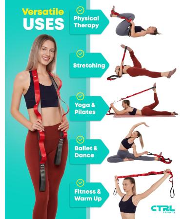 Stretching Strap with Loops - Non Elastic Yoga & Physical Therapy Band - 10 Loops for Flexibility & Exercise - Red - Buy Online on GoSupps.com